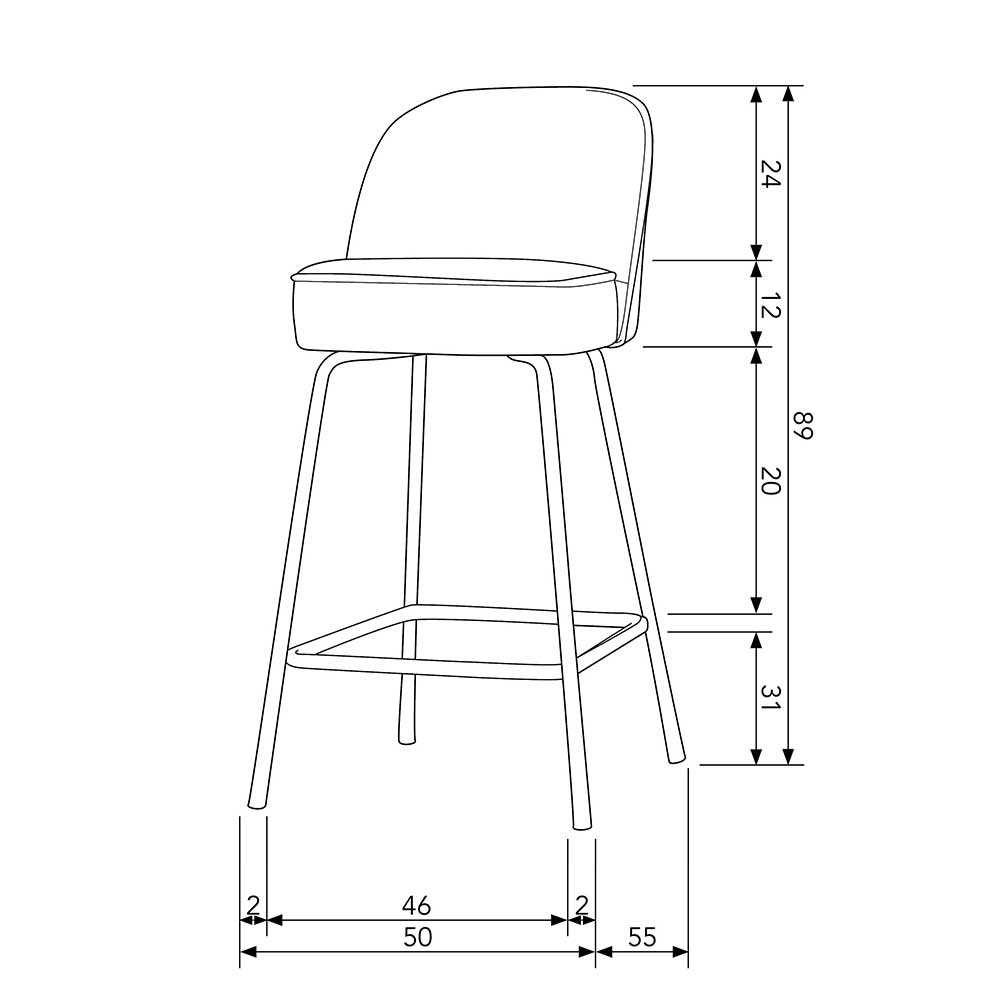 Retrostil Hocker Romitella in Khaki und Schwarz aus Samt und Metall