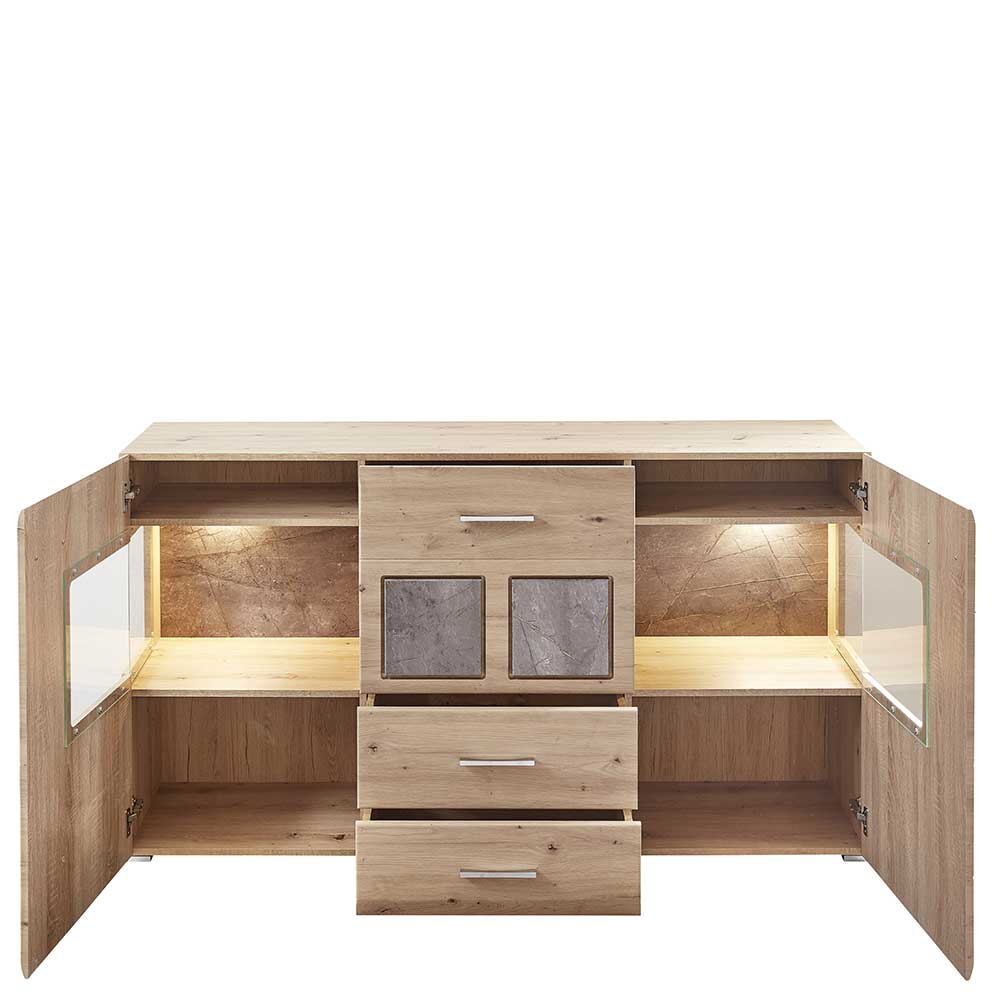 Sideboard Mendolia in Graubraun und Wildeiche Optik 170 cm breit