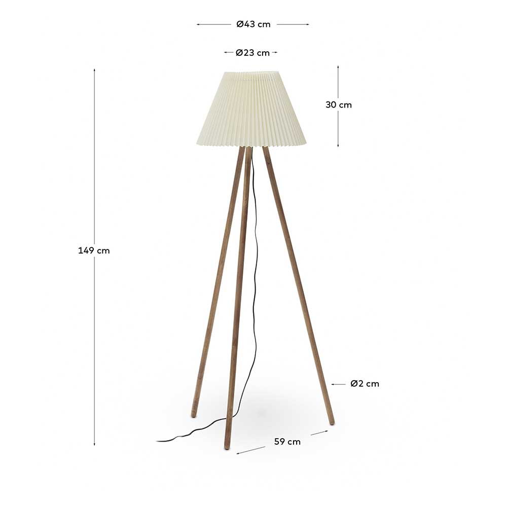 Skandi Design Stehleuchte Clorina 149 cm hoch mit Holzgestell