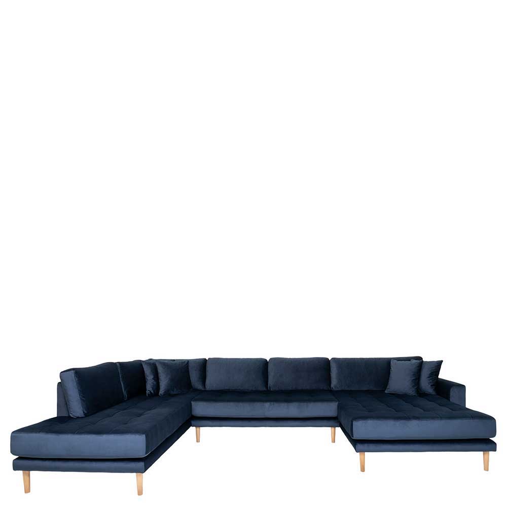 XL Wohnzimmer Sofa Zeonela in Dunkelblau im Skandi Design