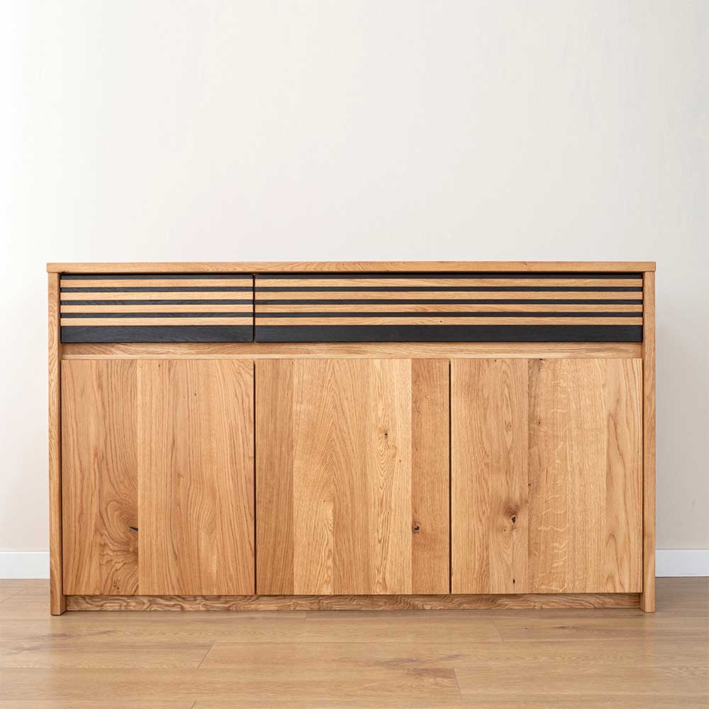 Massivholz Sideboard Bibliana 150 cm breit mit zwei Schubladen