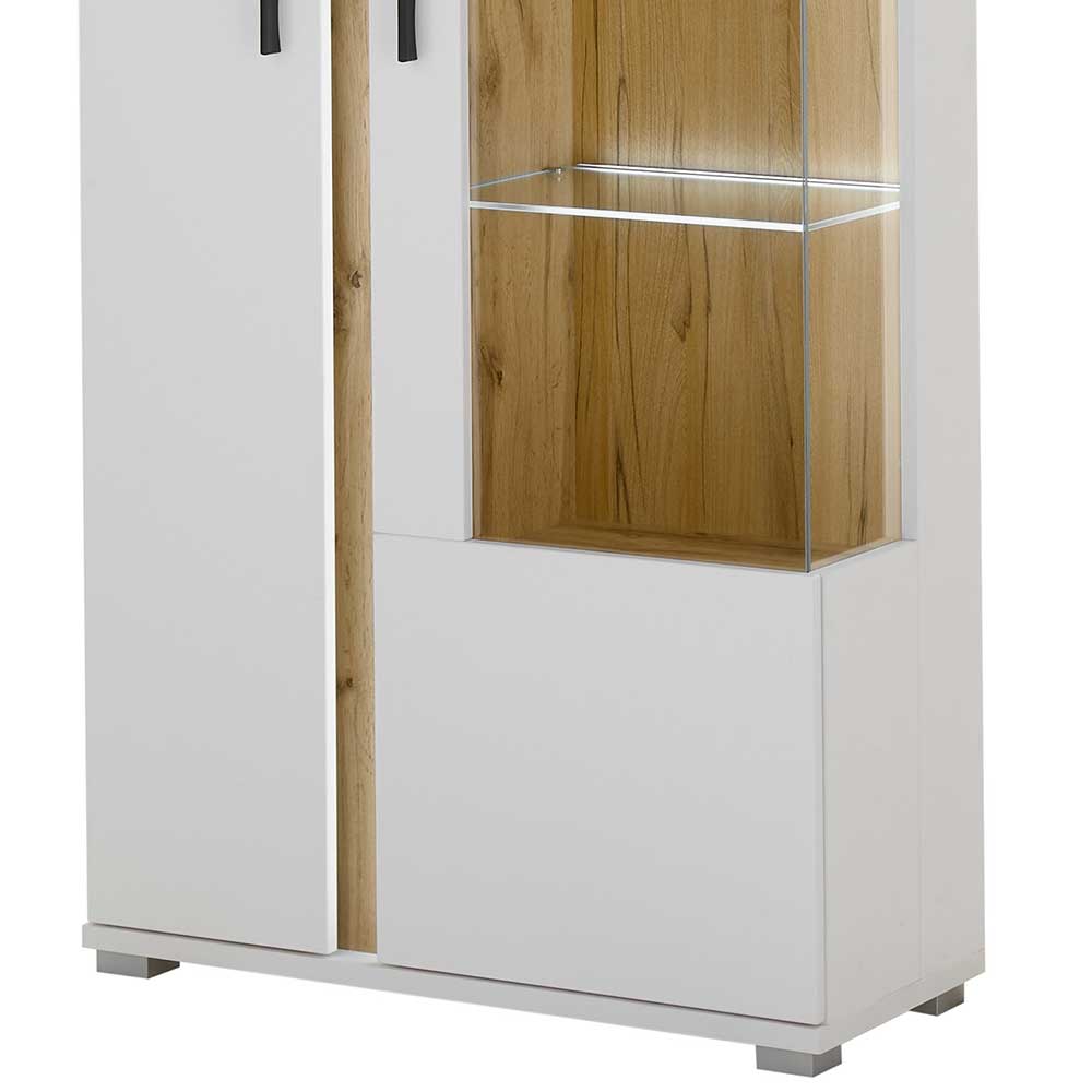 Wohnzimmervitrinenschrank Luzillo mit LED Beleuchtung 200 cm hoch