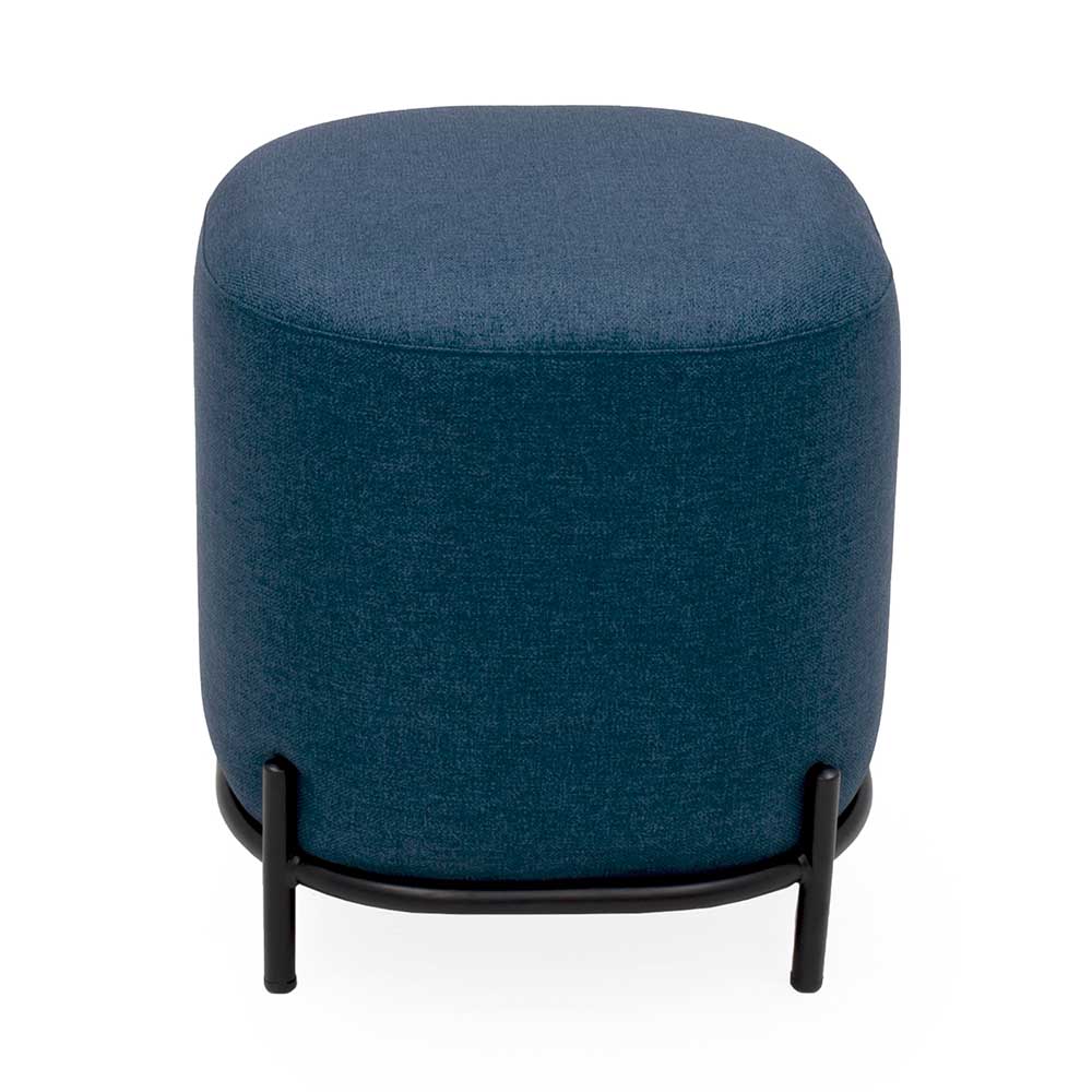 Pouf Kay in Blau Webstoff modern