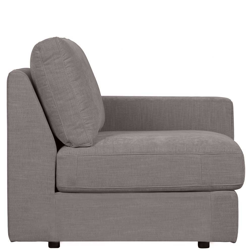 Graues Viersitzer Modulsofa Fredoco - Rücken echt bezogen 98 cm tief