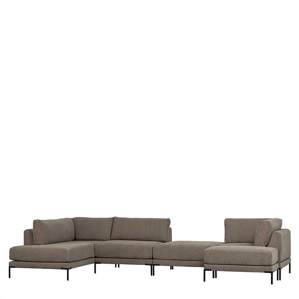 Eckelement Modul Sofa Udjaca in Taupe mit Vierfußgestell aus Metall