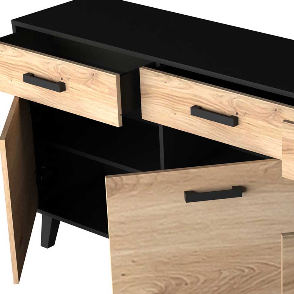 Großes Sideboard Liazuria 3 Türen 3 Schubladen in modernem Design