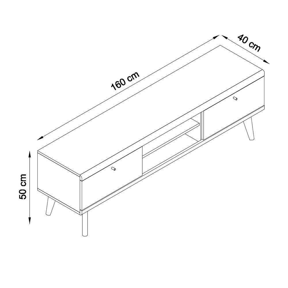 Wohnzimmerwand Modern Levanca in Eichefarben und Weiß (dreiteilig)