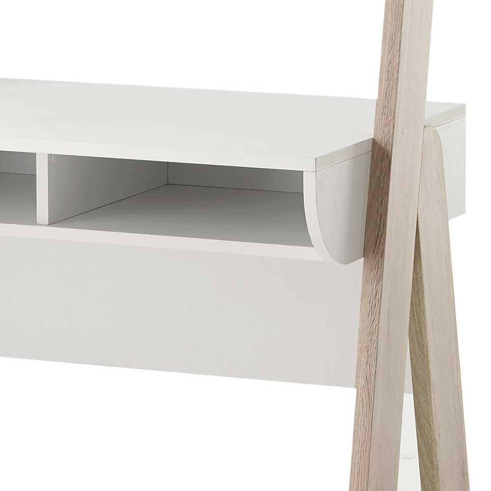 Home Office Schreibtisch Estigov im Skandi Design mit Regal