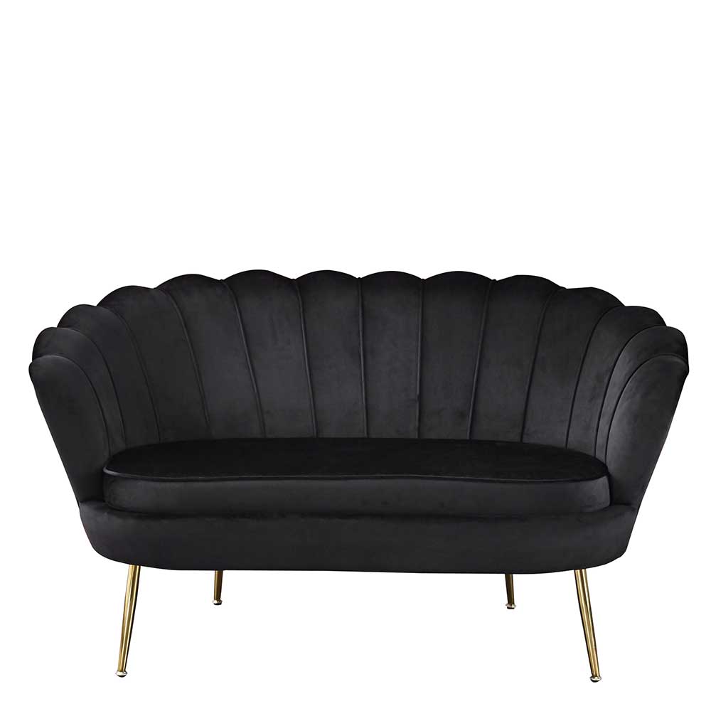 Design Couch Topper in Schwarz Samt muschelförmig