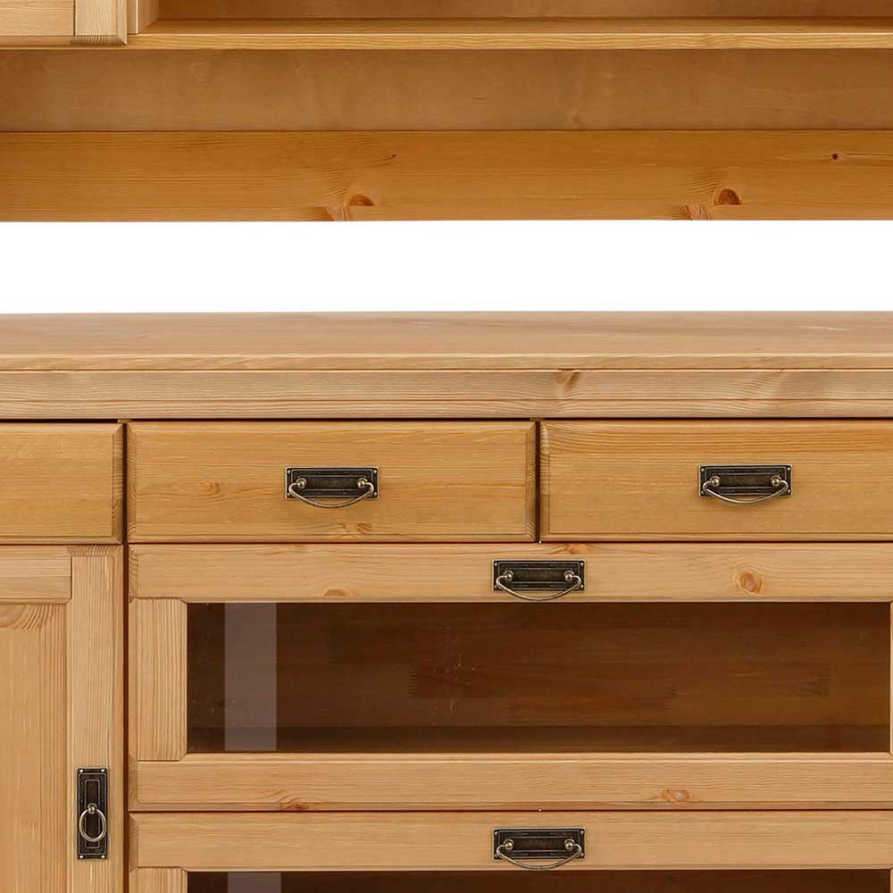 Esszimmer Buffetschrank Viscinas aus Kiefer Massivholz mit Glastüren