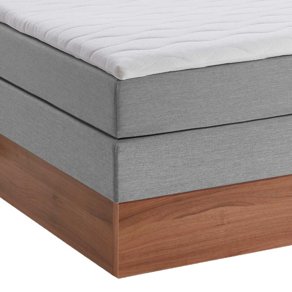 Stauraum Boxspring Bett Kara in Grau und Walnussfarben