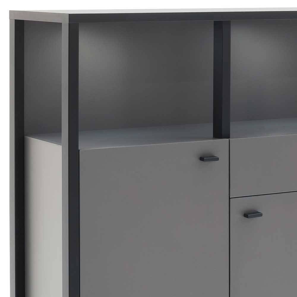 Wohnzimmer Highboard Inglis in Grau und Anthrazit