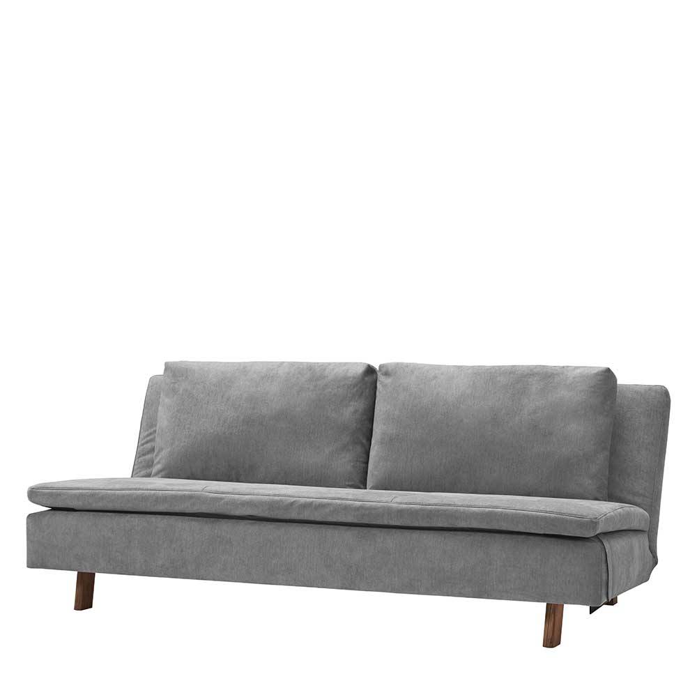 Ausklappbares Sofa Goyas in Grau aus Microvelour und Eichenholz