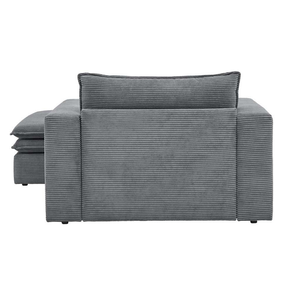 Lounge Sessel mit Hocker Eltusa in Anthrazit aus Cord (zweiteilig)