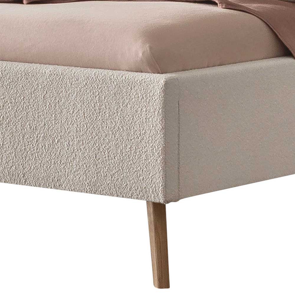 Polster Doppelbett Alexx in Cremefarben und Eiche Bianco