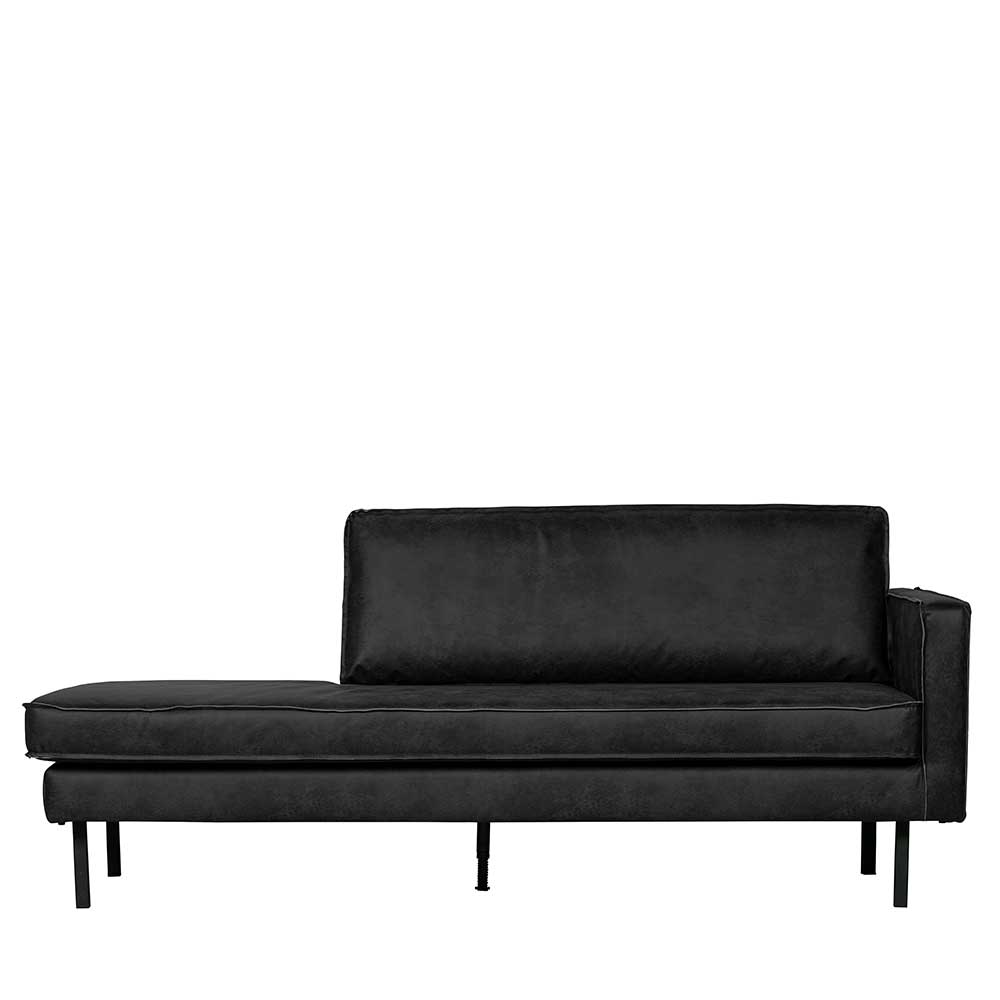 Dreisitzer Couch Lonzavez in Schwarz Recyclingleder im Retro Look