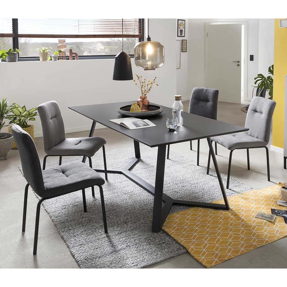 Esszimmer Sitzgruppe Emra in Grau mit 180 cm Tisch (fünfteilig)