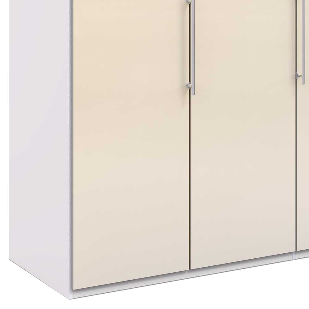 Jugend Kleiderschrank Invelita in Creme Weiß Glas beschichtet mit Falttüren