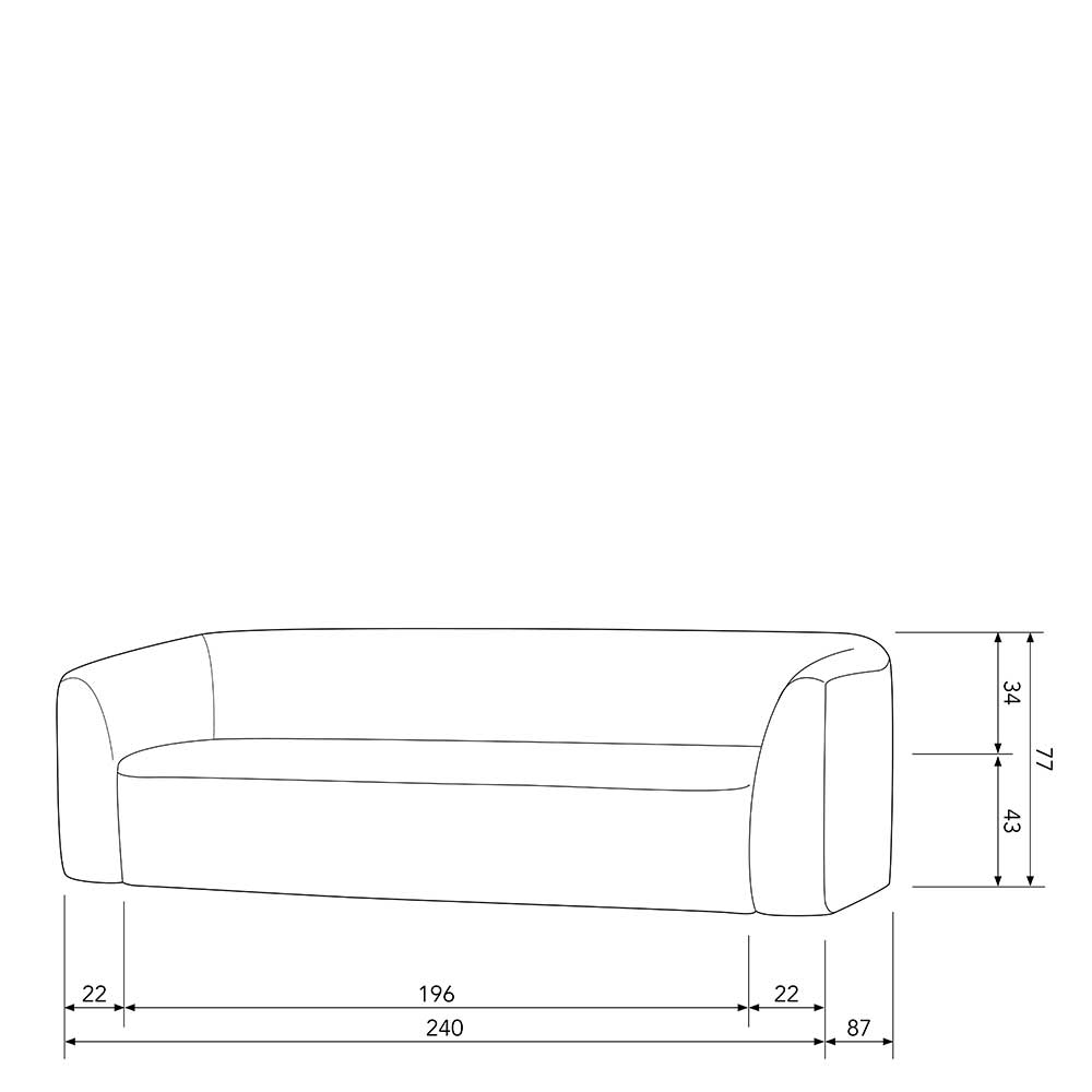 Skandi Design Polstersofa Masure in Hellbraun aus Chenillegewebe