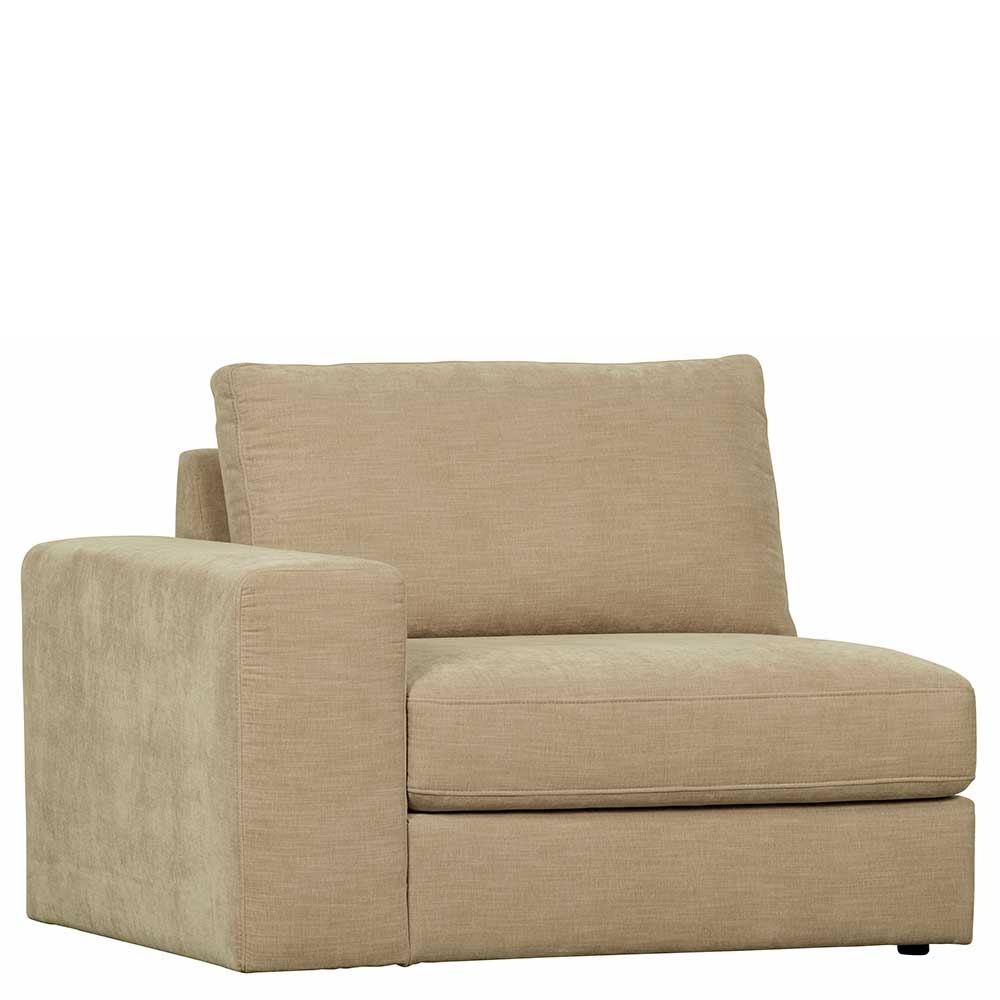 Sofa Element mit Armlehne links Pilamonia in Beige Rücken echt bezogen