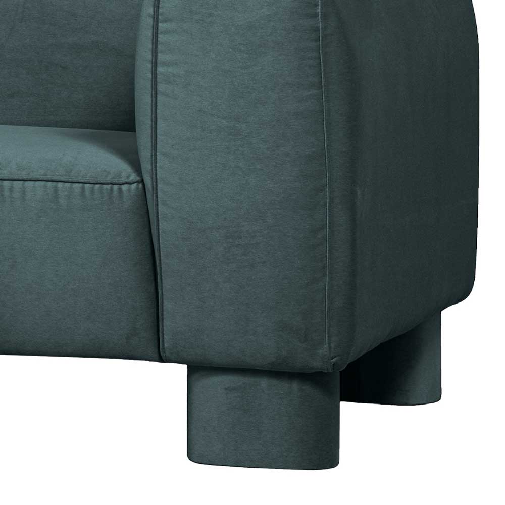 Moderne Wohnzimmercouch Vinitaro in Petrol Samt 240 cm breit