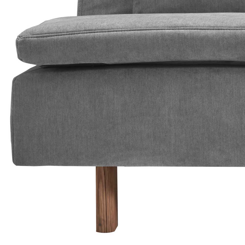 Ausklappbares Sofa Goyas in Grau aus Microvelour und Eichenholz