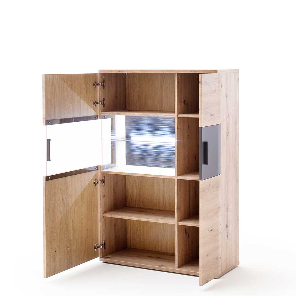 Wohnzimmer Highboard Lucisa in Eiche Optik und Anthrazit modern