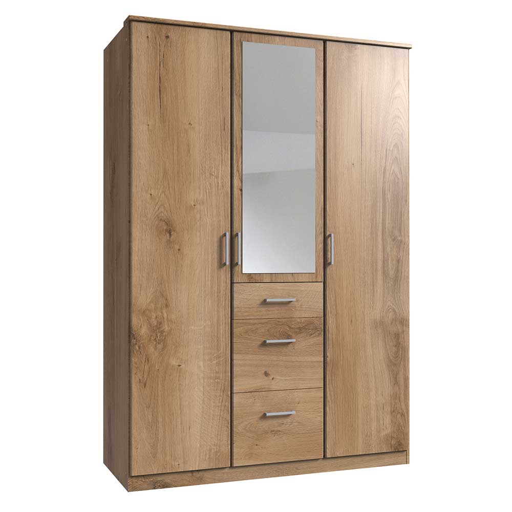 Schlafzimmerschrank 135 cm Zeanno mit Spiegel und drei Schubladen