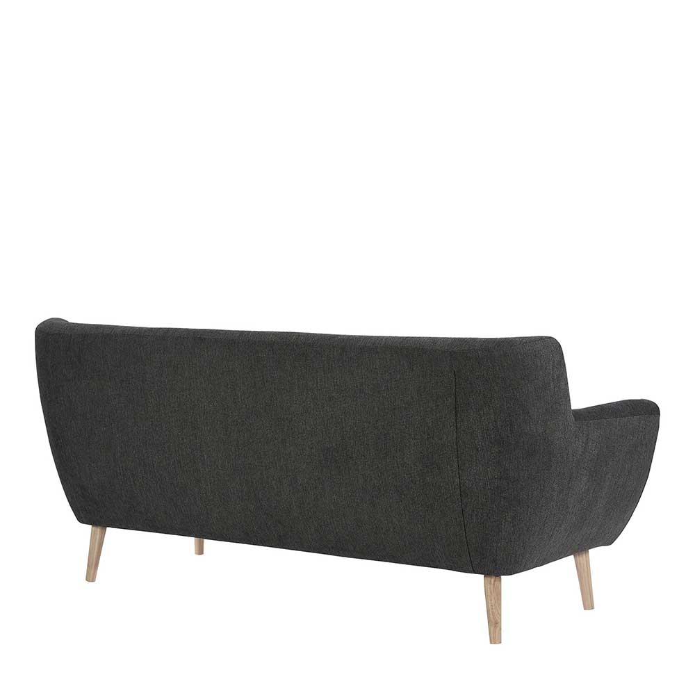 Dreisitzer Sofa Vajohara in Dunkelgrau im Retrostil