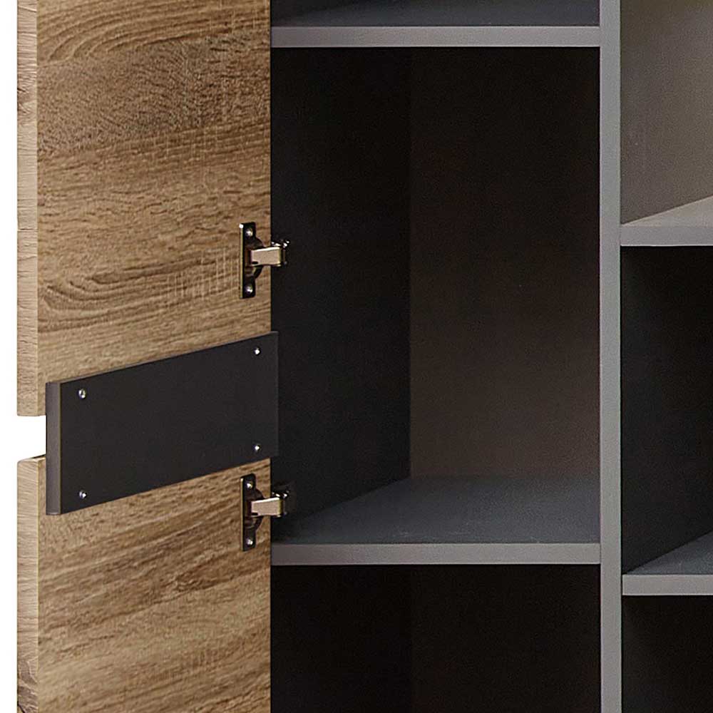 Wohnzimmer Vitrinenschrank Griffin in Wildeichefarben 80 cm breit