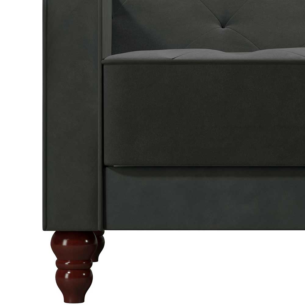 Ausklappbares Sofa Marena in Dunkelgrau Samt 207 cm breit