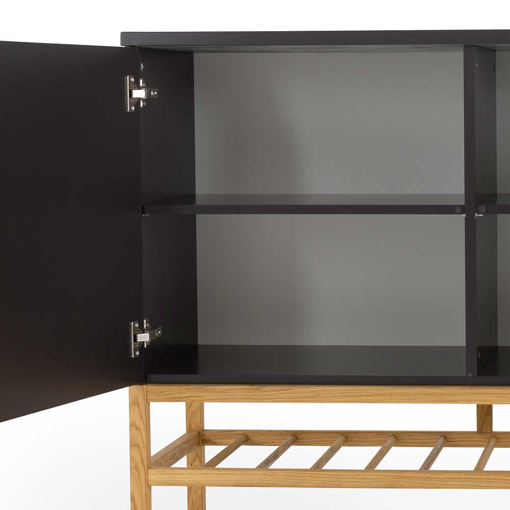 Skandi Design Sideboard Baltymore in Schwarz und Eiche 100 cm hoch