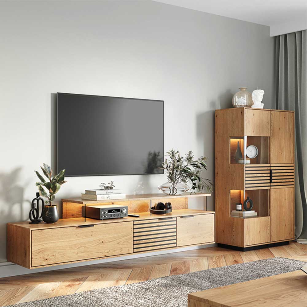 Highboard Deruta mit Glastür und LED Beleuchtung