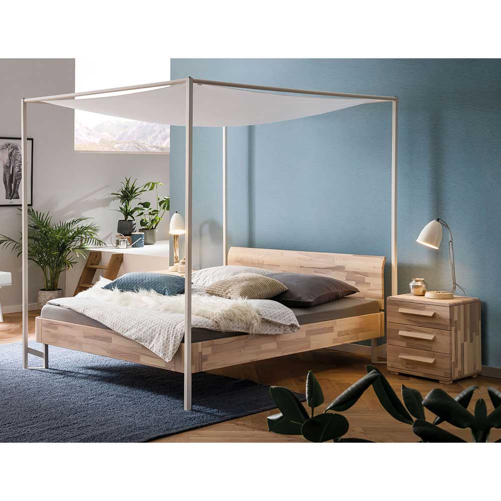 Himmelbett mit Baldachin Motonor im Skandi Design 200 cm hoch