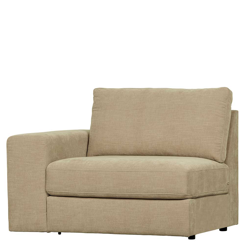 Sofa Element mit Armlehne links Pilamonia in Beige Rücken echt bezogen