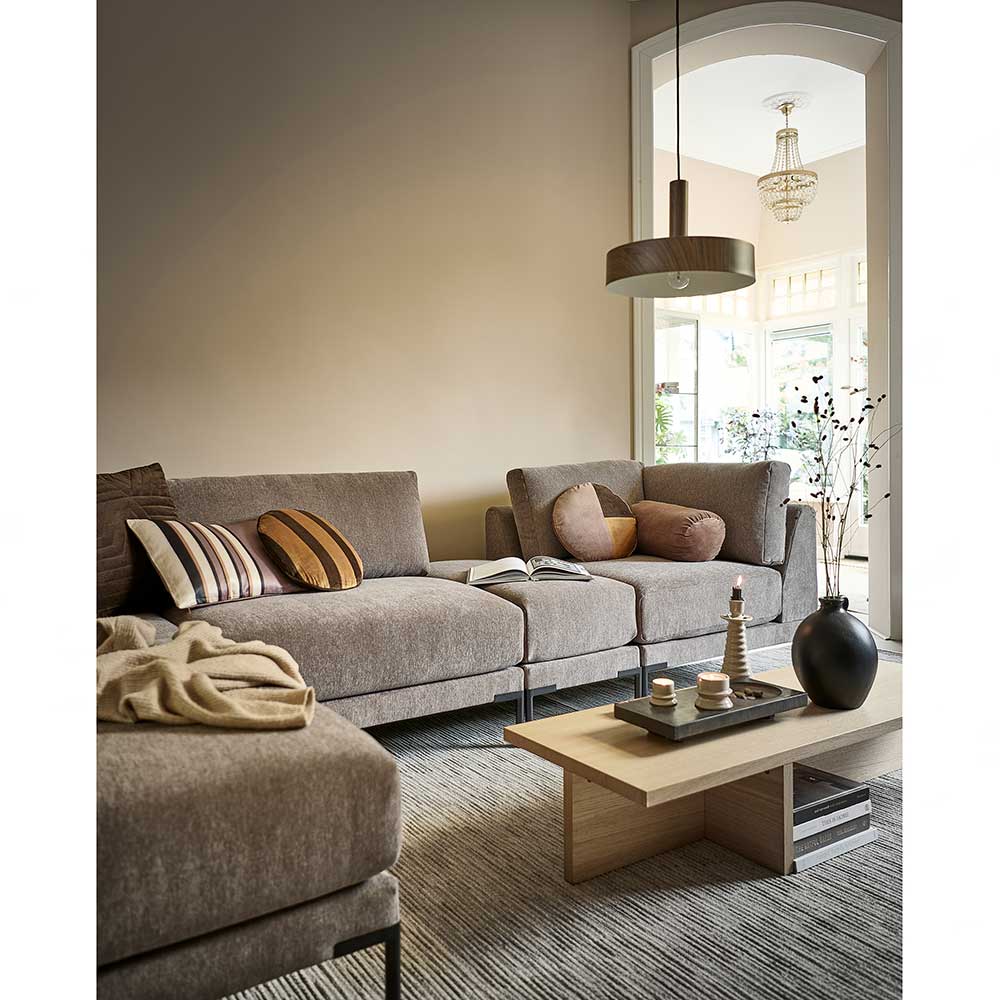 Modulares Sofa Udjaca in Taupe und Schwarz mit fünf Sitzplätzen