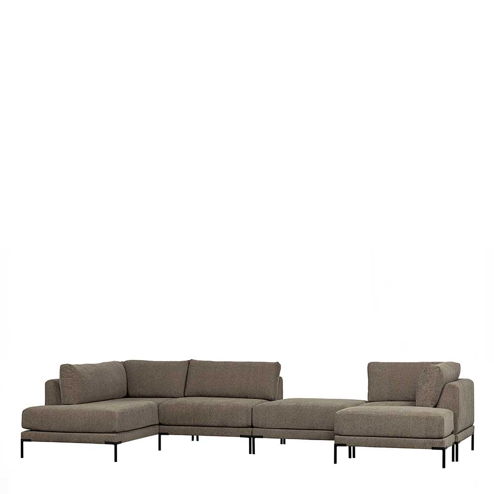 Modulares Sofa Udjaca in Taupe und Schwarz mit fünf Sitzplätzen