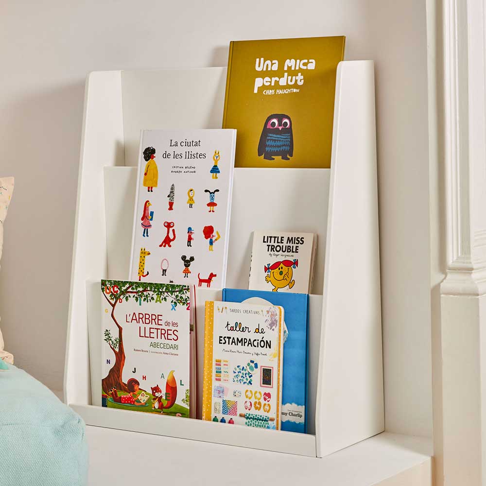 Weißes Kinderzimmer Regal Matthew für Bücher 70 cm hoch 60 cm breit