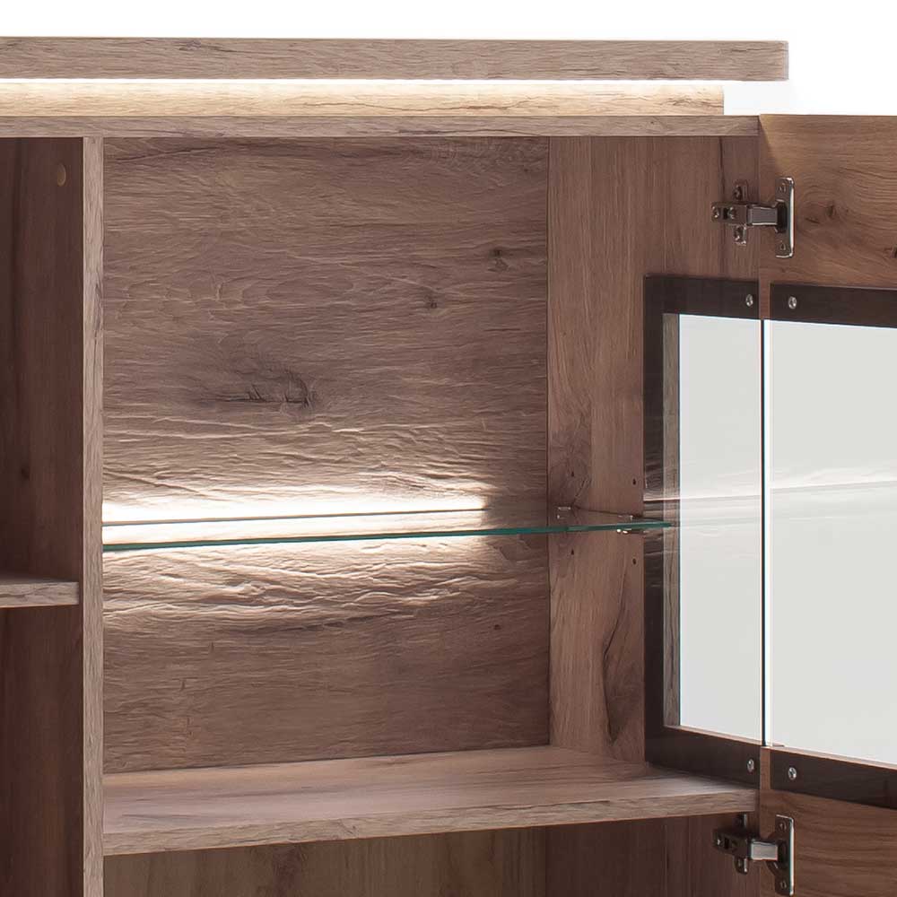 Highboard Irysma in Wildeichefarben mit LED Beleuchtung