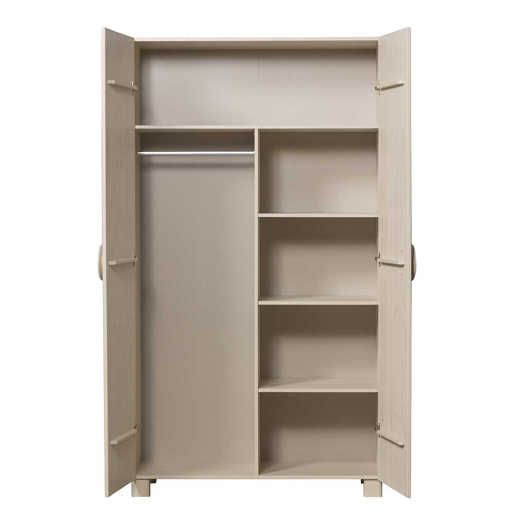 Skandi Design Holzkleiderschrank Malitoya in Hellgrau 110 cm breit