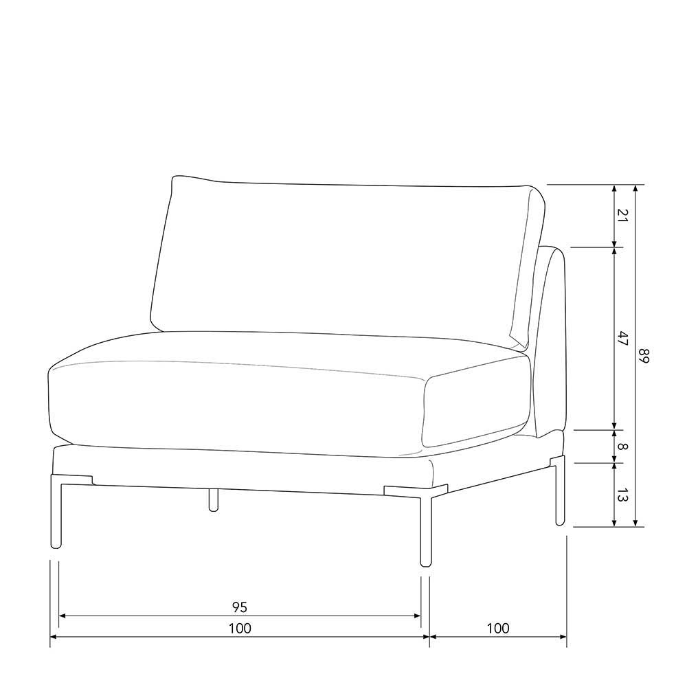 Modul Couchlandschaft Rio in Braun mit Gestell aus Metall (fünfteilig)