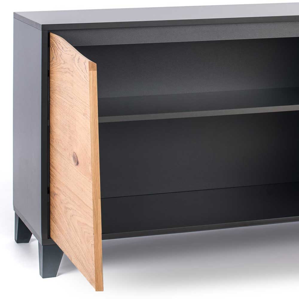 Esszimmer Sideboard Arlette in Anthrazit und Eiche Furnier 165 cm breit