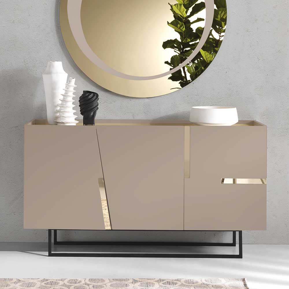 Sideboard Galienta in Taupe mit Bügelgestell aus Metall