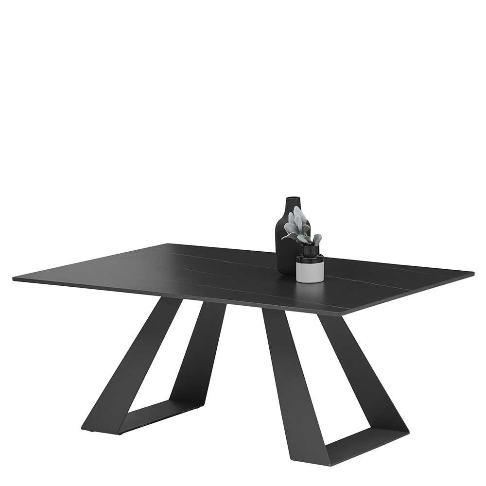 Design Couchtisch Halvona mit Keramikplatte in Anthrazit und Schwarz