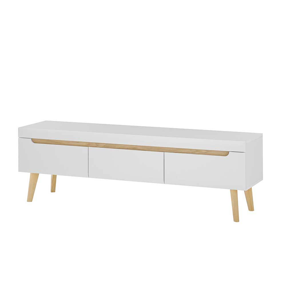 TV Wohnwand Jasturian 134 cm hoch im Skandi Design (dreiteilig)