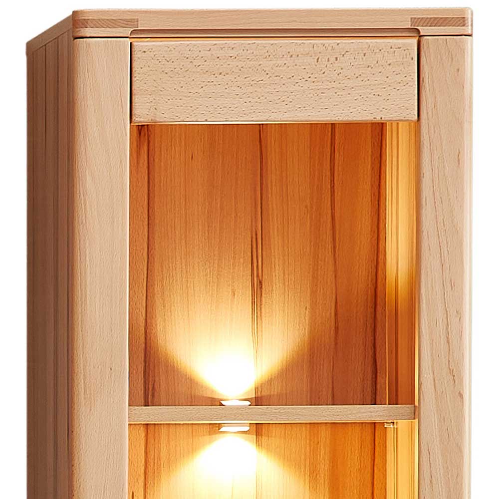 Wohnzimmer Vitrinenschrank Dressed in Kernbuchefarben 203 cm hoch