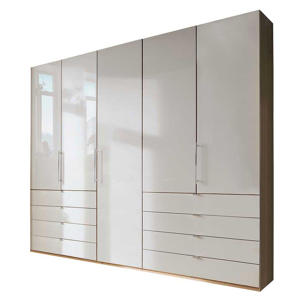 Falttüren Schlafzimmerschrank Cnutria in Beige und Eiche Bianco Made in Germany