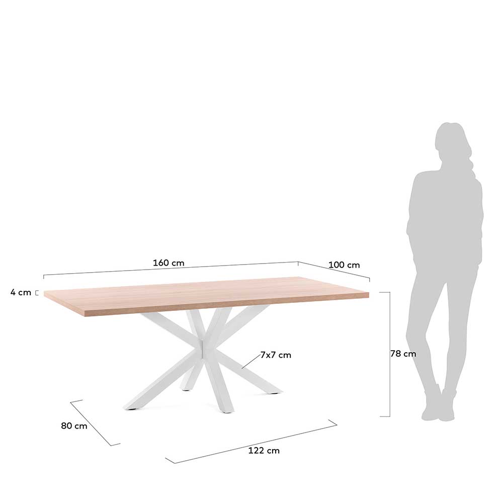 Esstisch rechteckig Dezadan in Holzoptik Naturfarben und Weiß