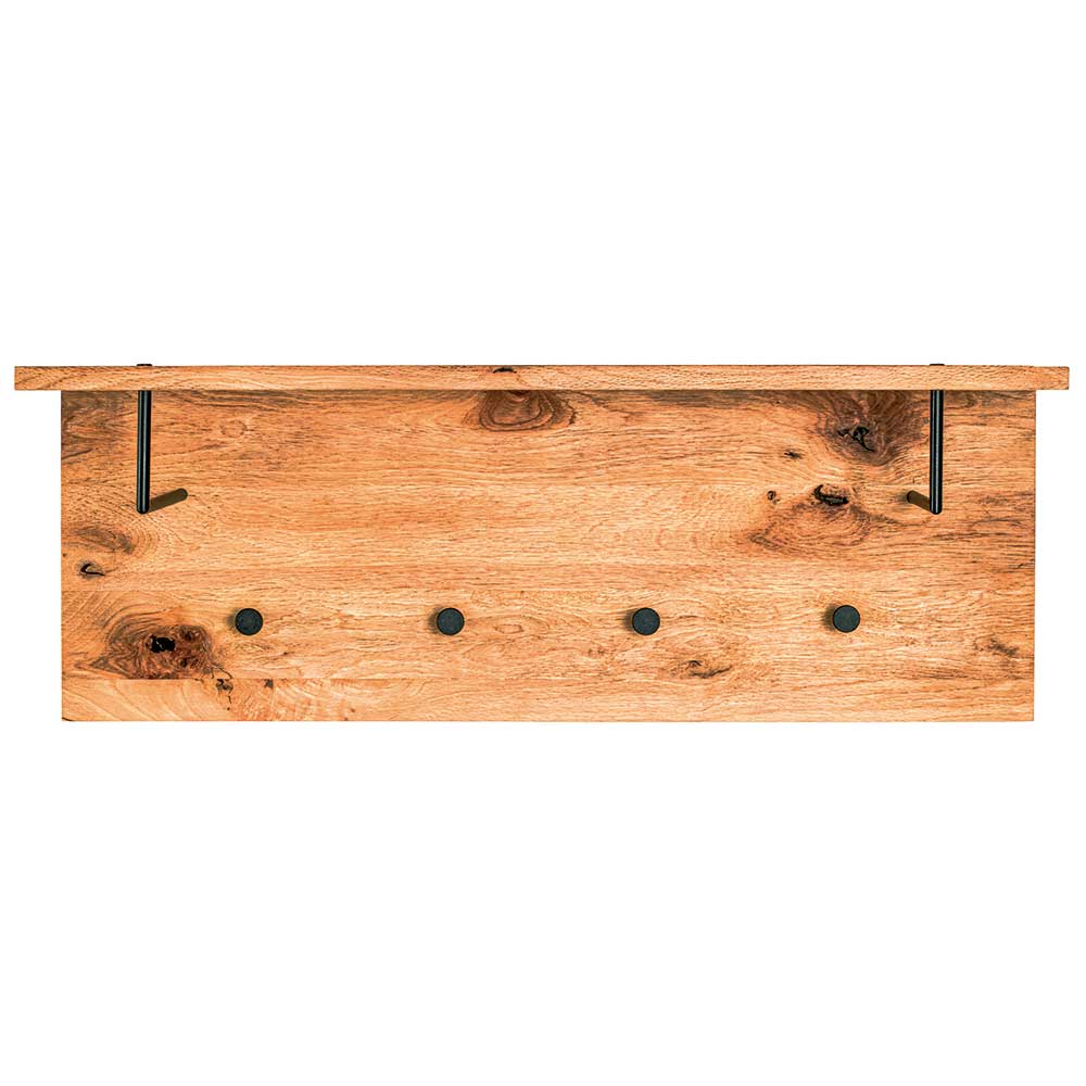 Holz Wandgarderobe Between mit Hutablage und Stangen aus Eiche und Metall