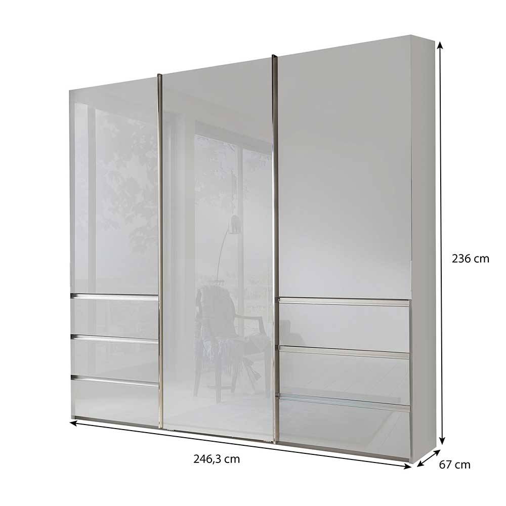 Schlafzimmerschrank Masabu in Weiß Front glasbeschichtet